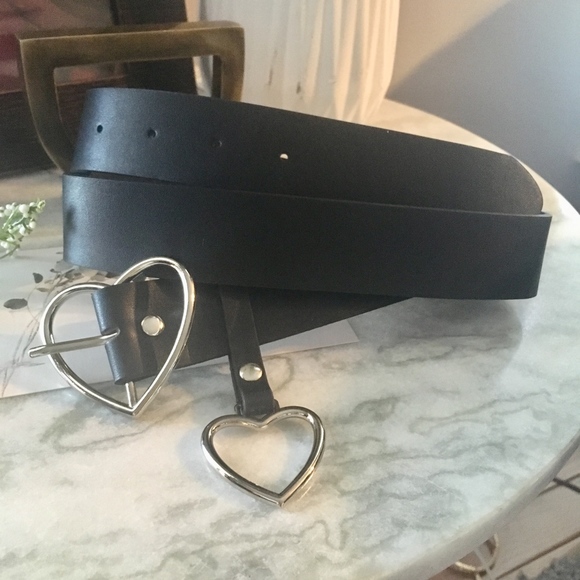 Silver Hearts Black PU Leather Belt - Picture 6 of 9